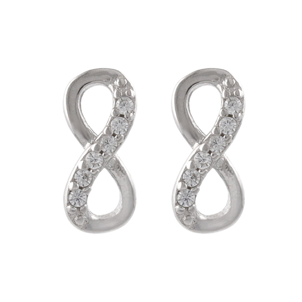 925 Silver Mini CZ Infinity Studs