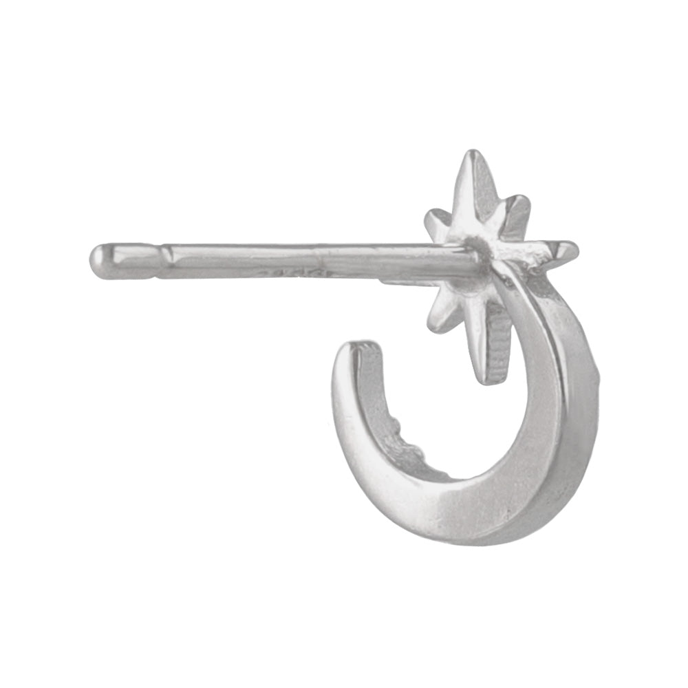 925 Silver Mini CZ Moon Star Studs