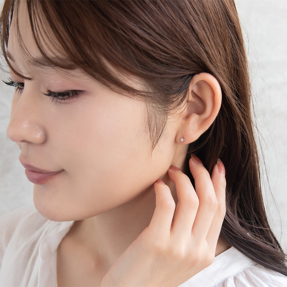 925 Silver Mini CZ Bright Star Studs