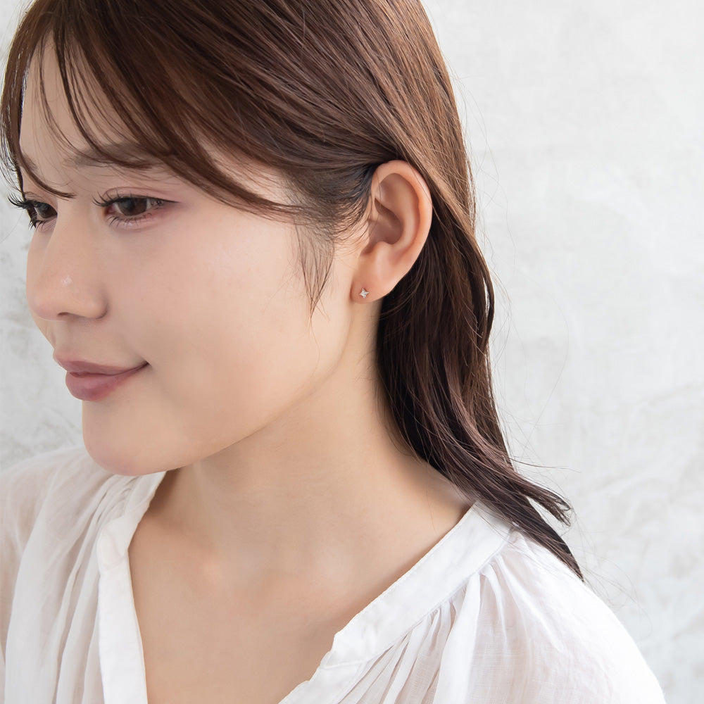 925 Silver Mini CZ Bright Star Studs