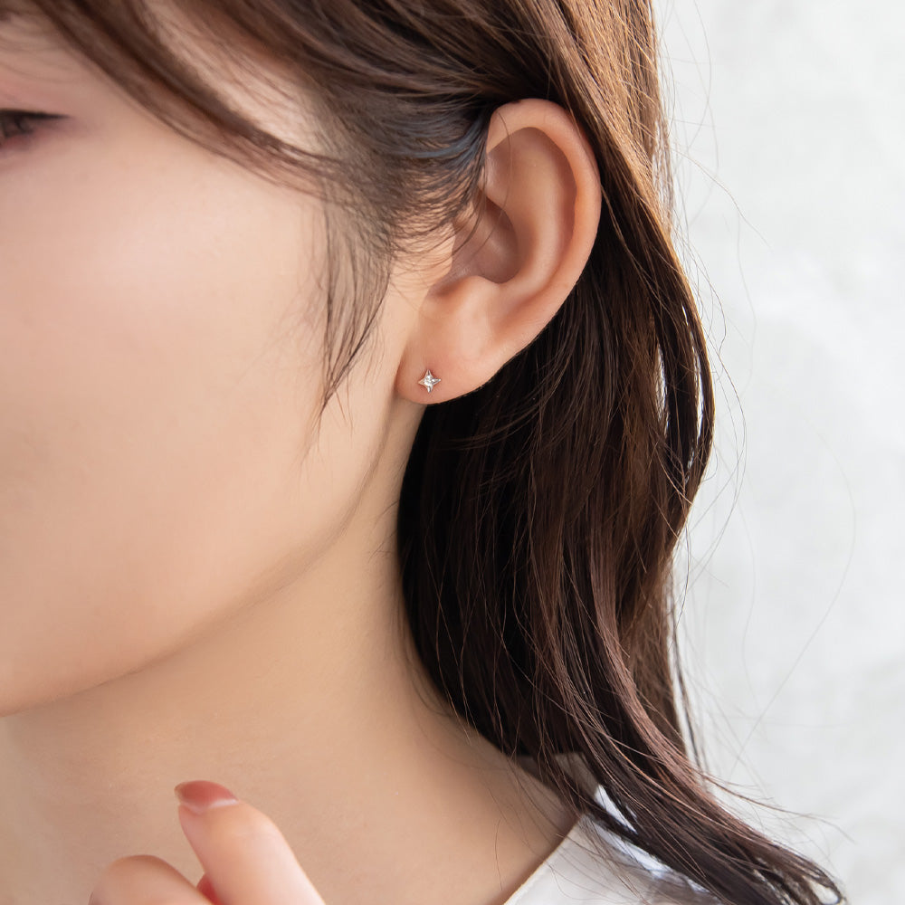 925 Silver Mini CZ Bright Star Studs