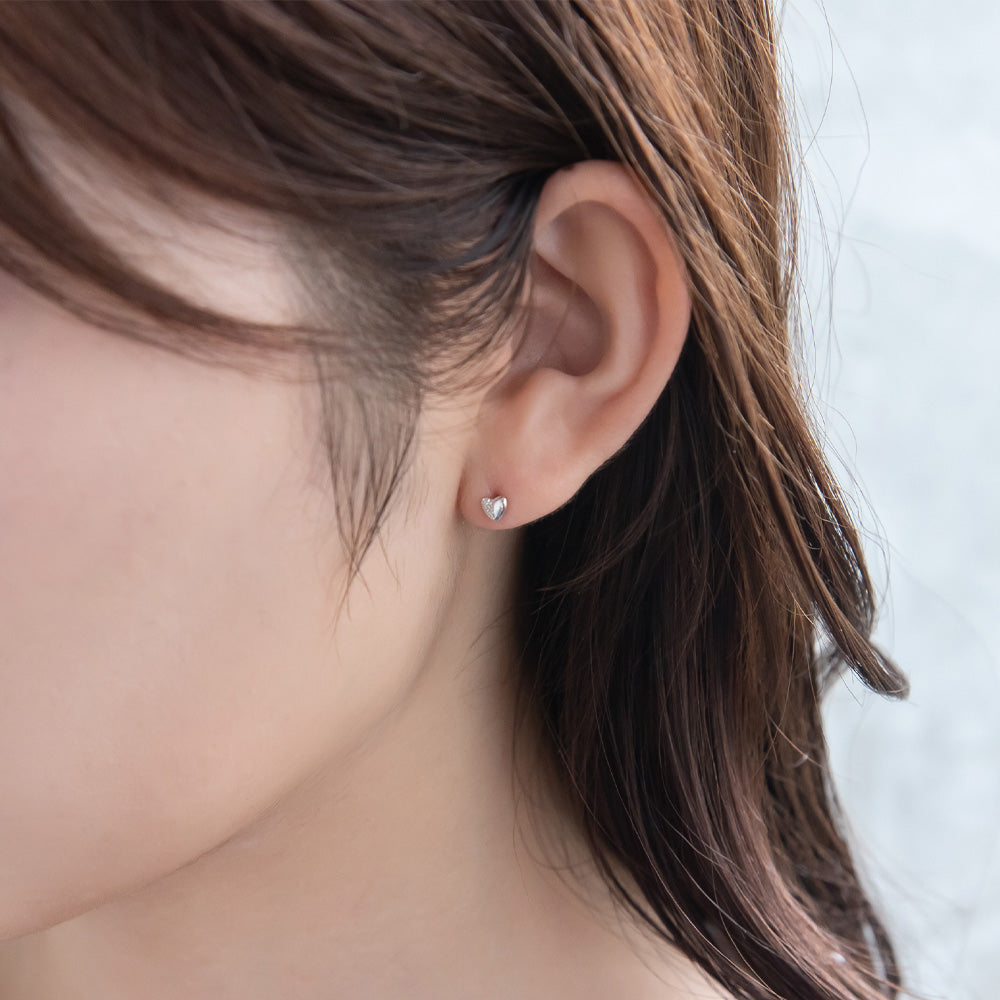925 Silver Mini CZ Heart Studs