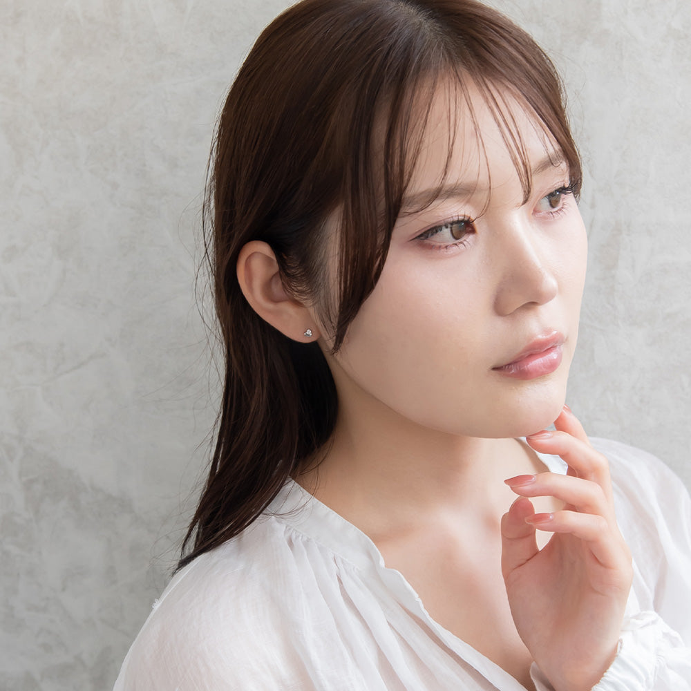 925 Silver Mini CZ Heart Studs