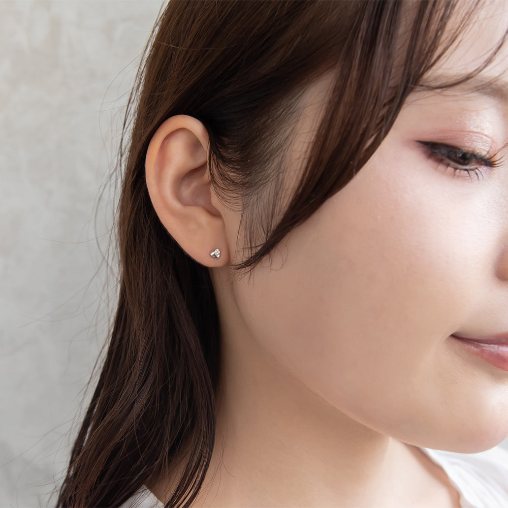 925 Silver Mini CZ Heart Studs