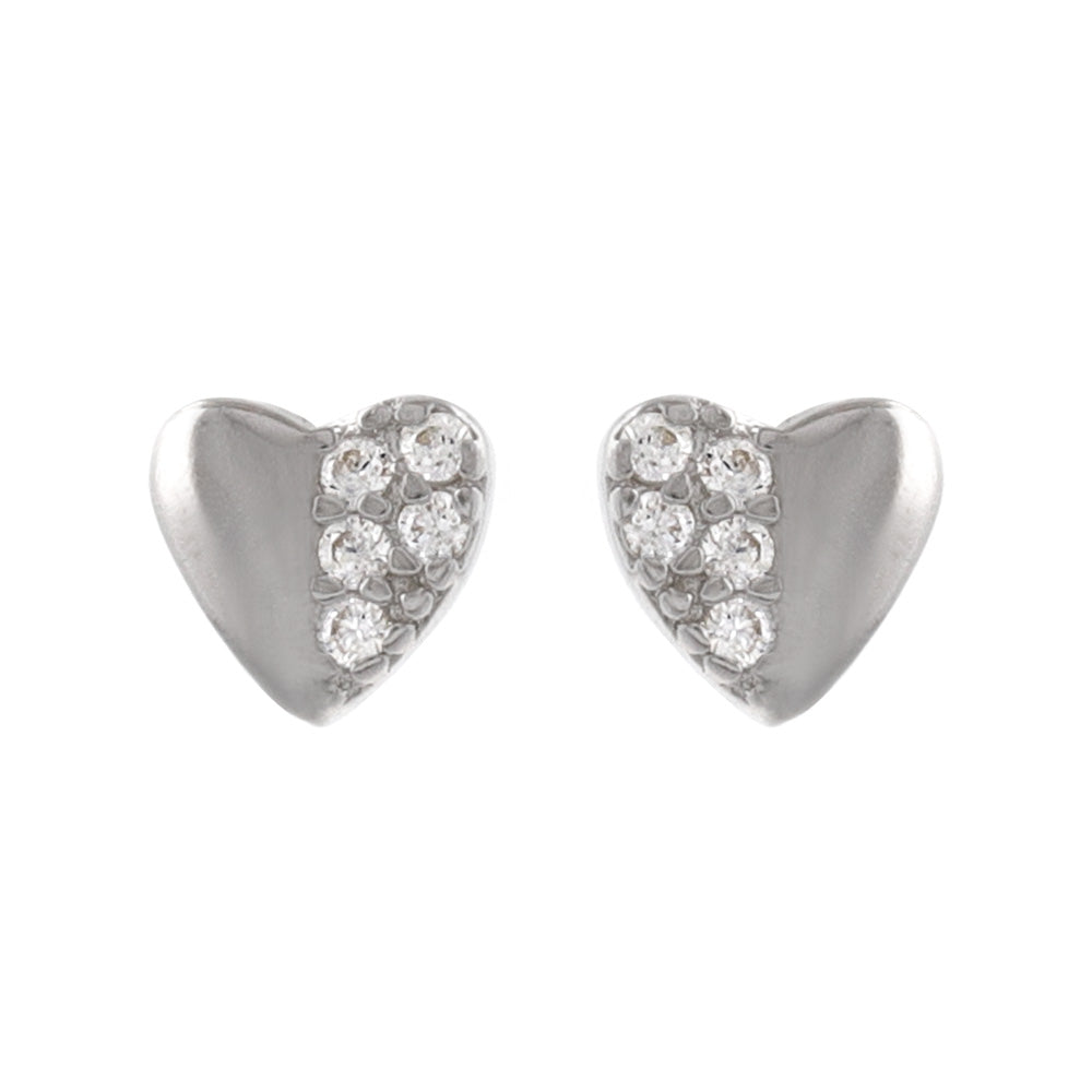 925 Silver Mini CZ Heart Studs