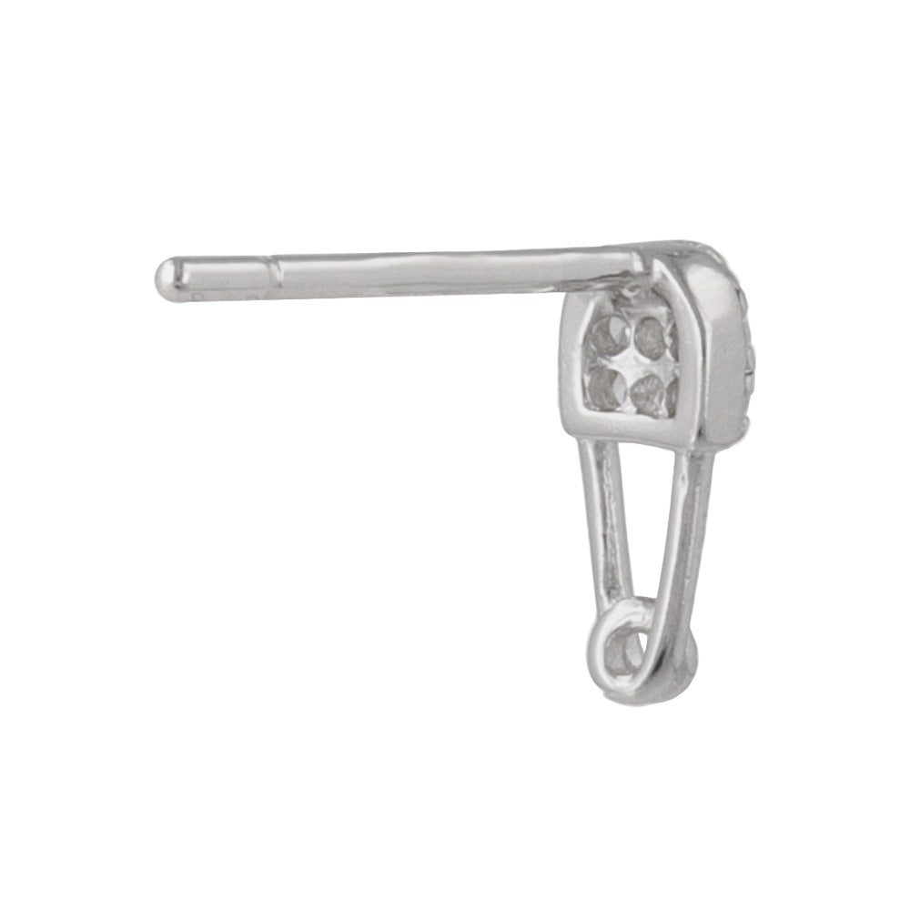 925 Silver Mini CZ Safety Pin Studs