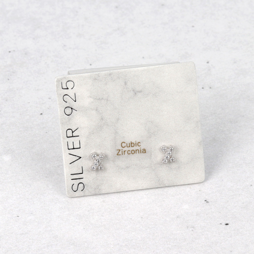 925 Silver Mini CZ Crossover Studs