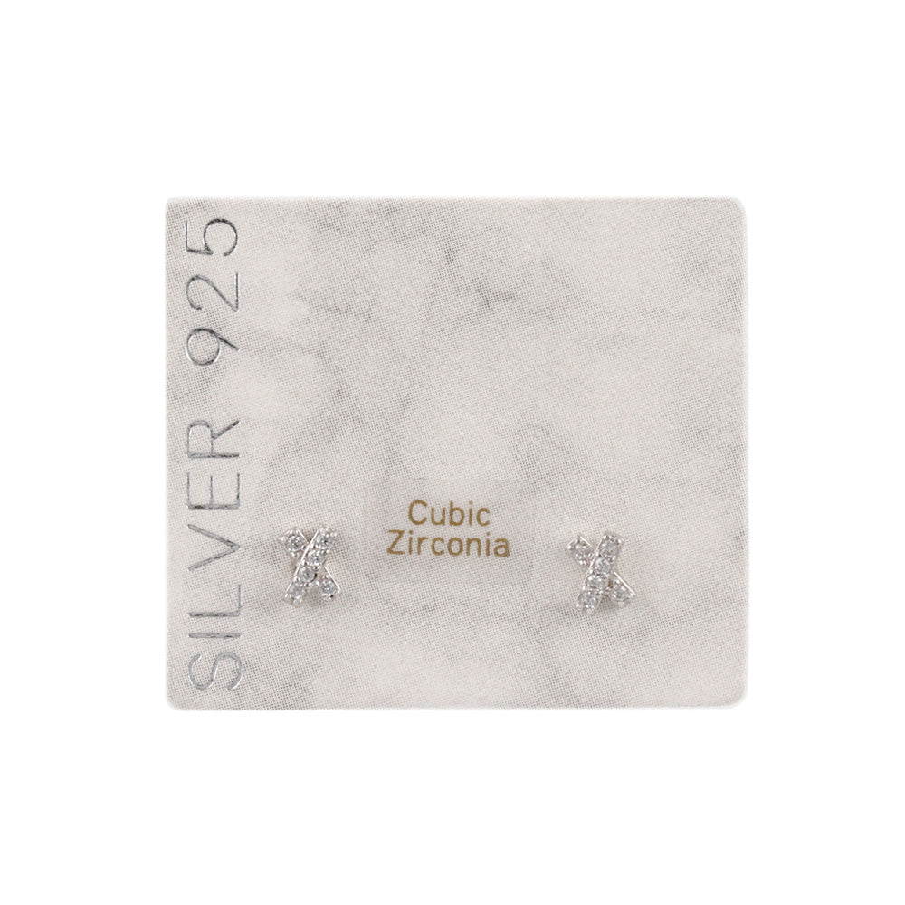 925 Silver Mini CZ Crossover Studs