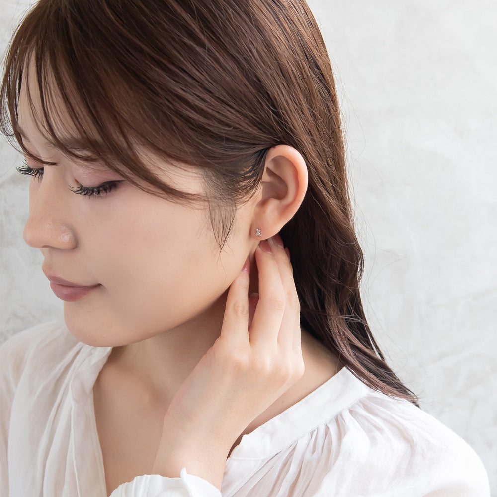 925 Silver Mini CZ Crossover Studs