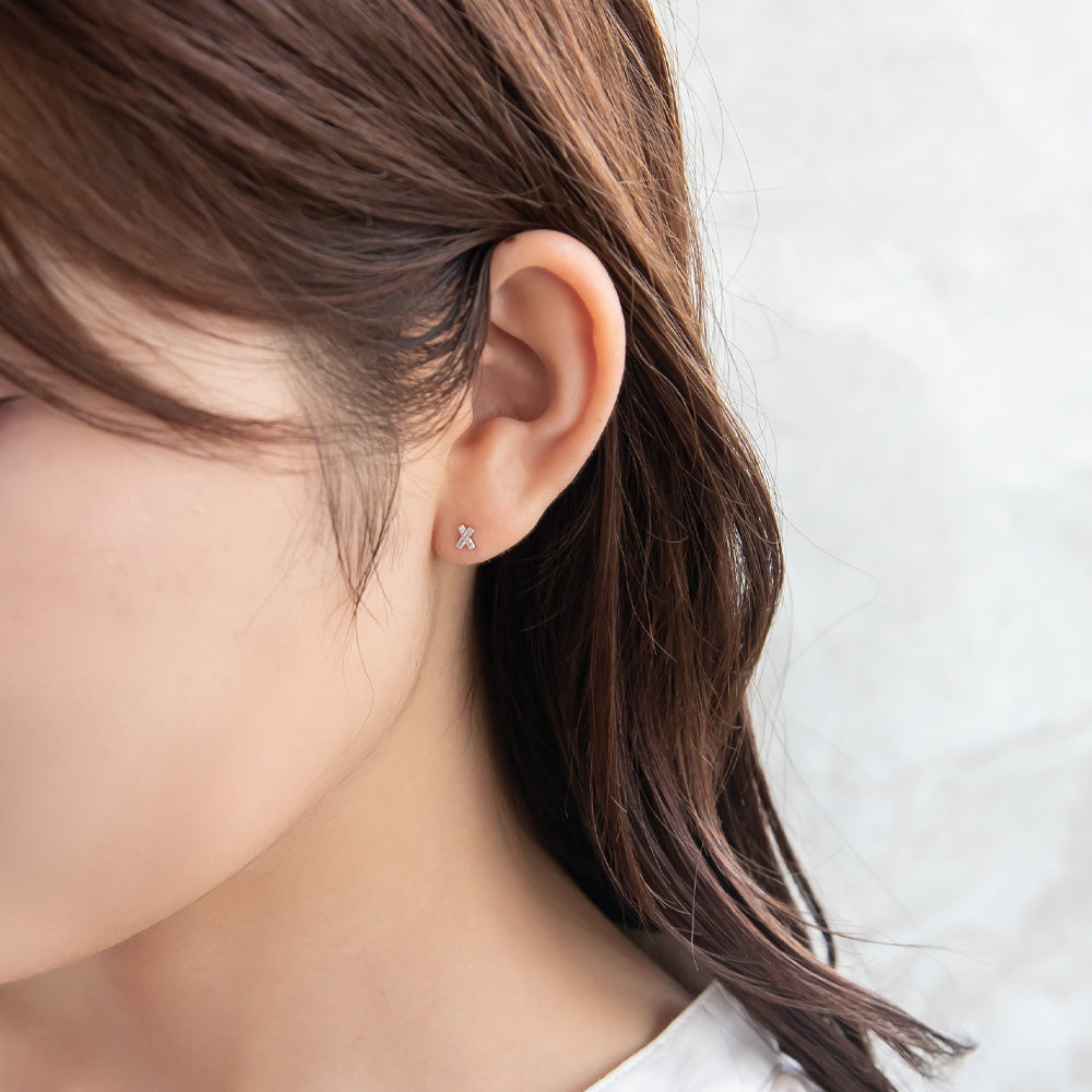 925 Silver Mini CZ Crossover Studs