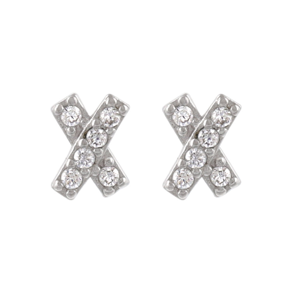 925 Silver Mini CZ Crossover Studs