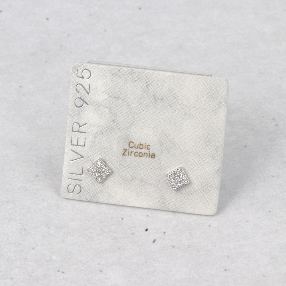 925 Silver Mini CZ Square Studs