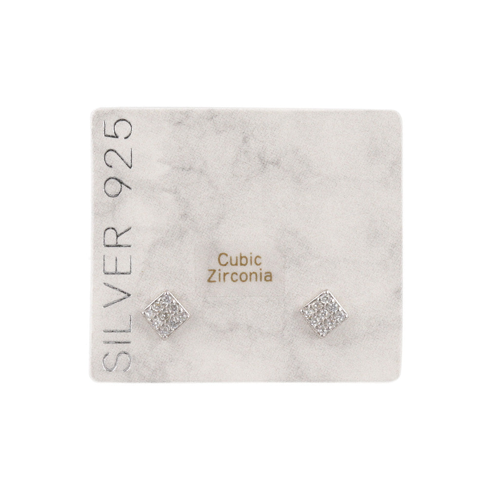 925 Silver Mini CZ Square Studs