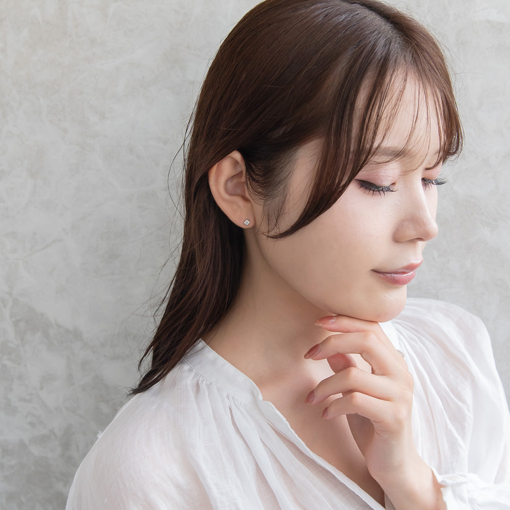 925 Silver Mini CZ Square Studs