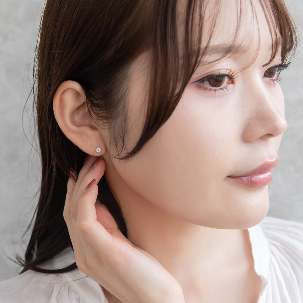 925 Silver Mini CZ Square Studs