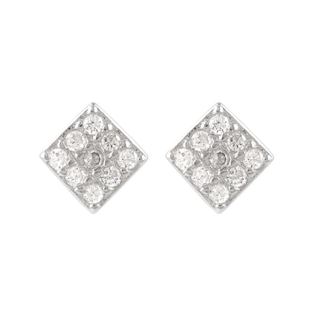 925 Silver Mini CZ Square Studs