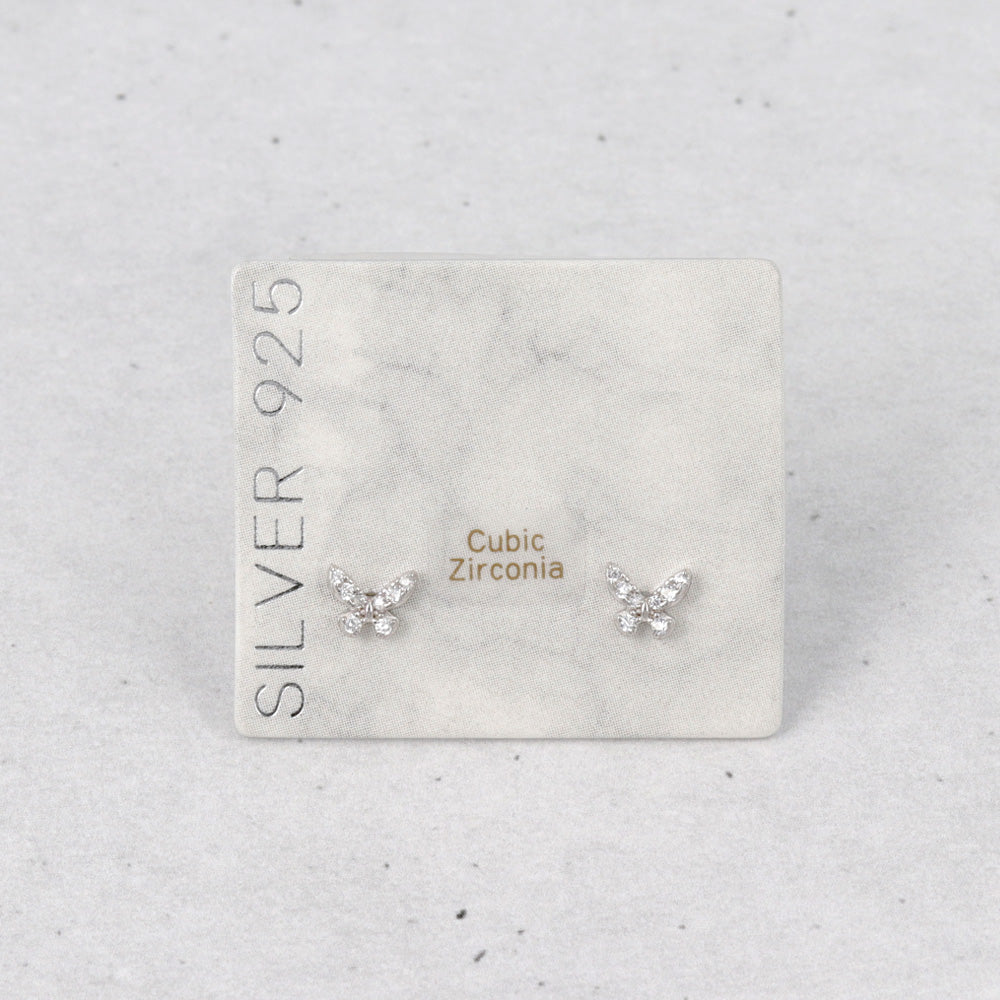 925 Silver Mini CZ Butterfly Studs