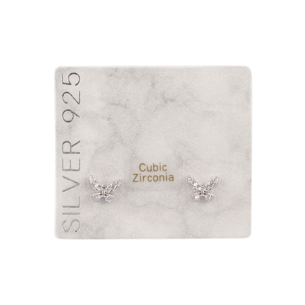 925 Silver Mini CZ Butterfly Studs