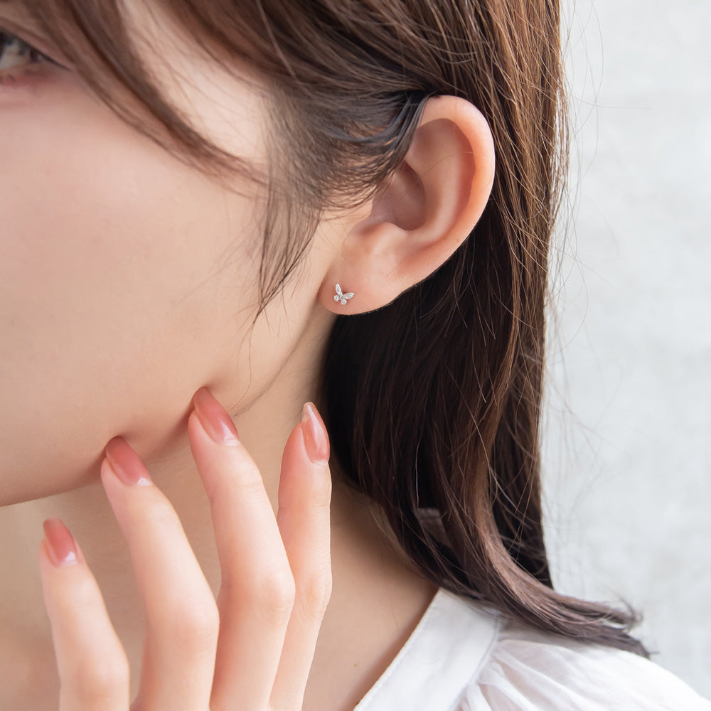 925 Silver Mini CZ Butterfly Studs