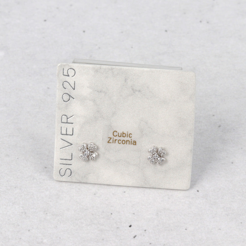 925 Silver Mini CZ Clover Studs