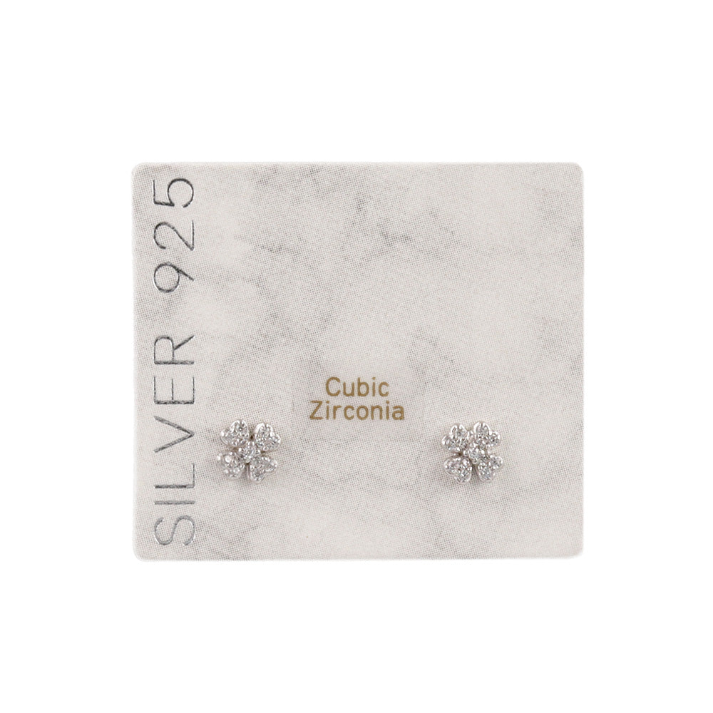 925 Silver Mini CZ Clover Studs