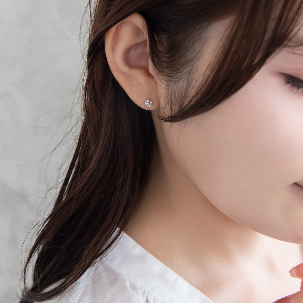 925 Silver Mini CZ Clover Studs