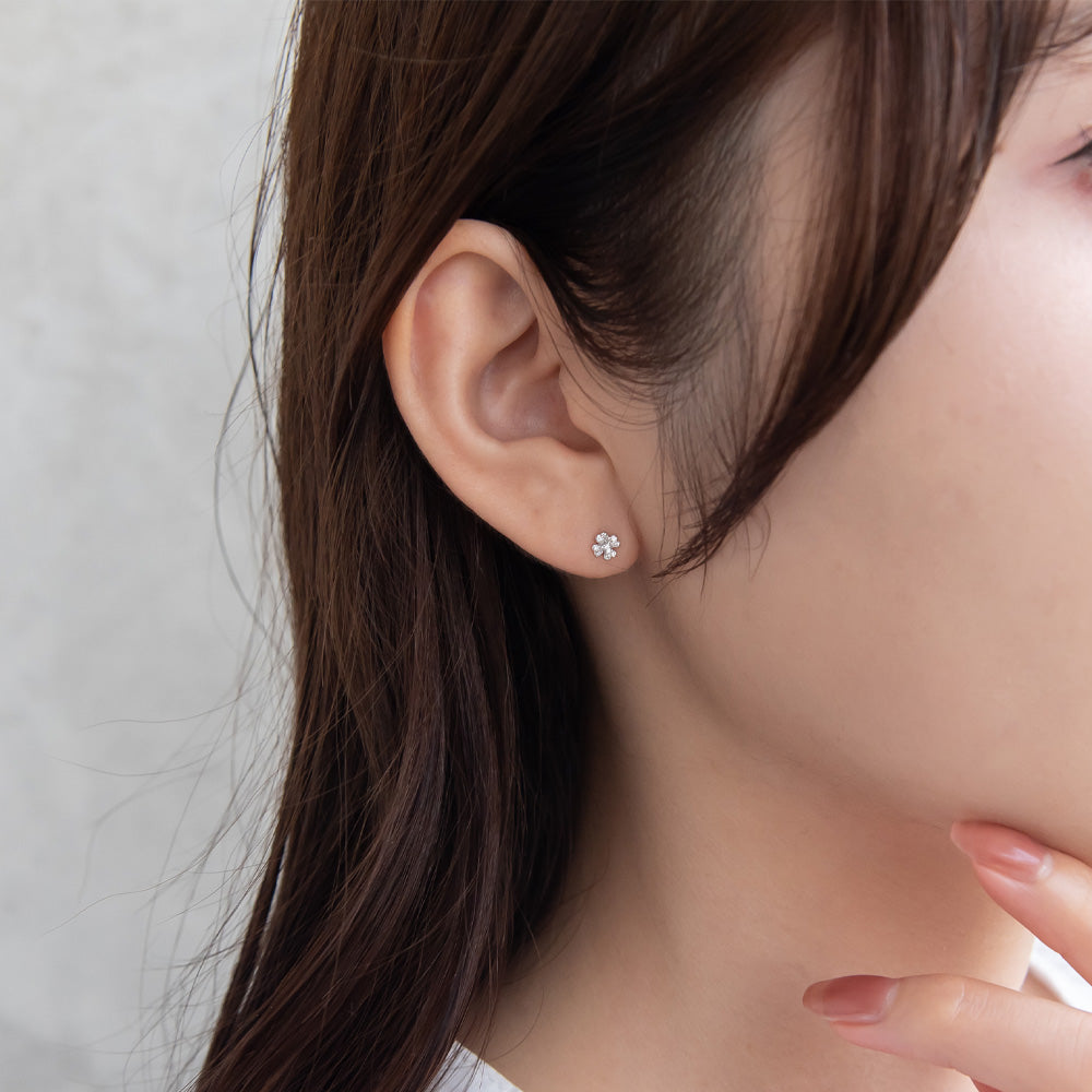 925 Silver Mini CZ Clover Studs