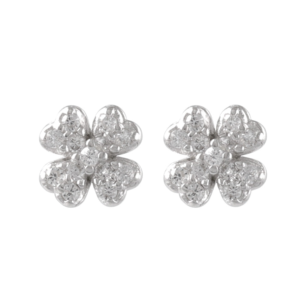 925 Silver Mini CZ Clover Studs
