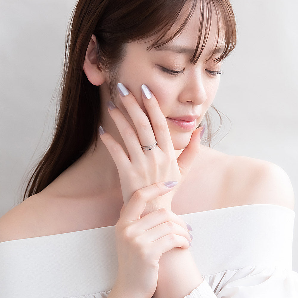 Pave Line Triangle Faceted Double Ring