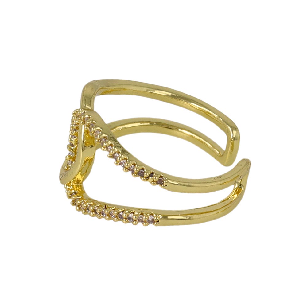 Half Pave Loop Open Ring