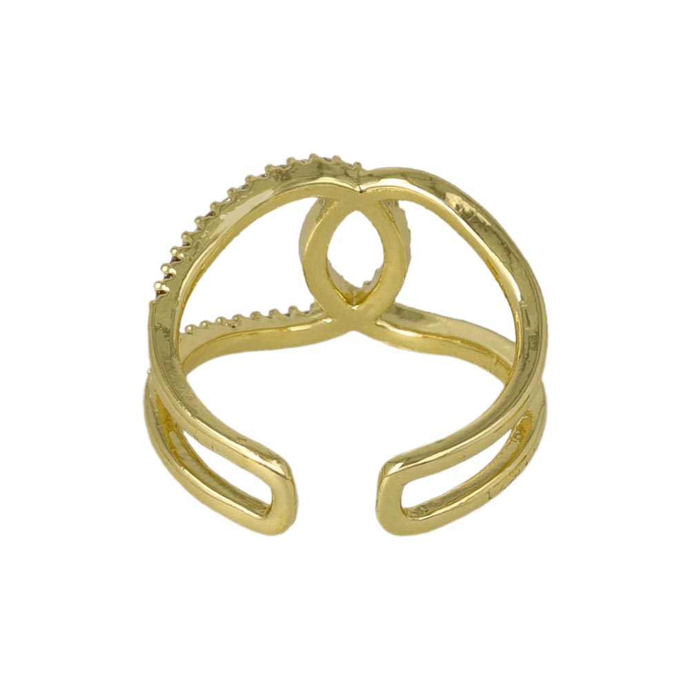 Half Pave Loop Open Ring