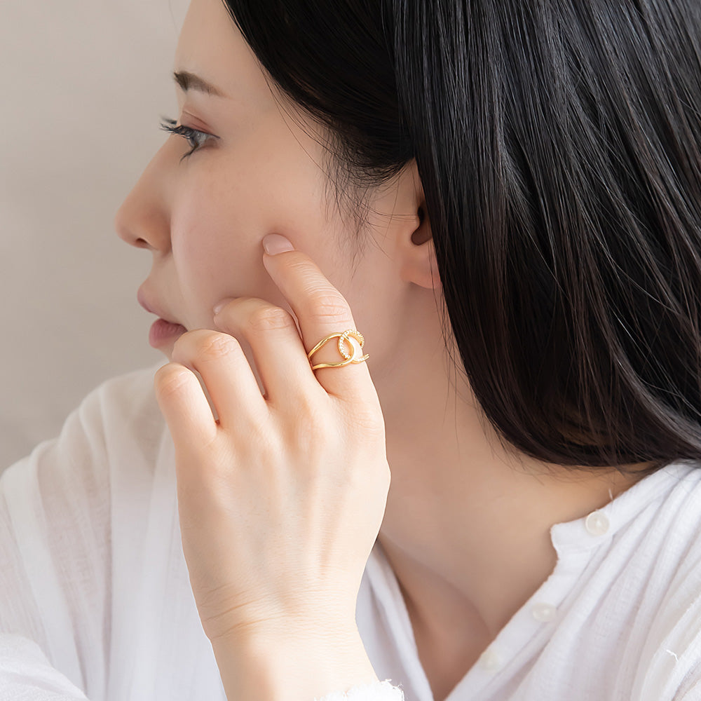 Half Pave Loop Open Ring