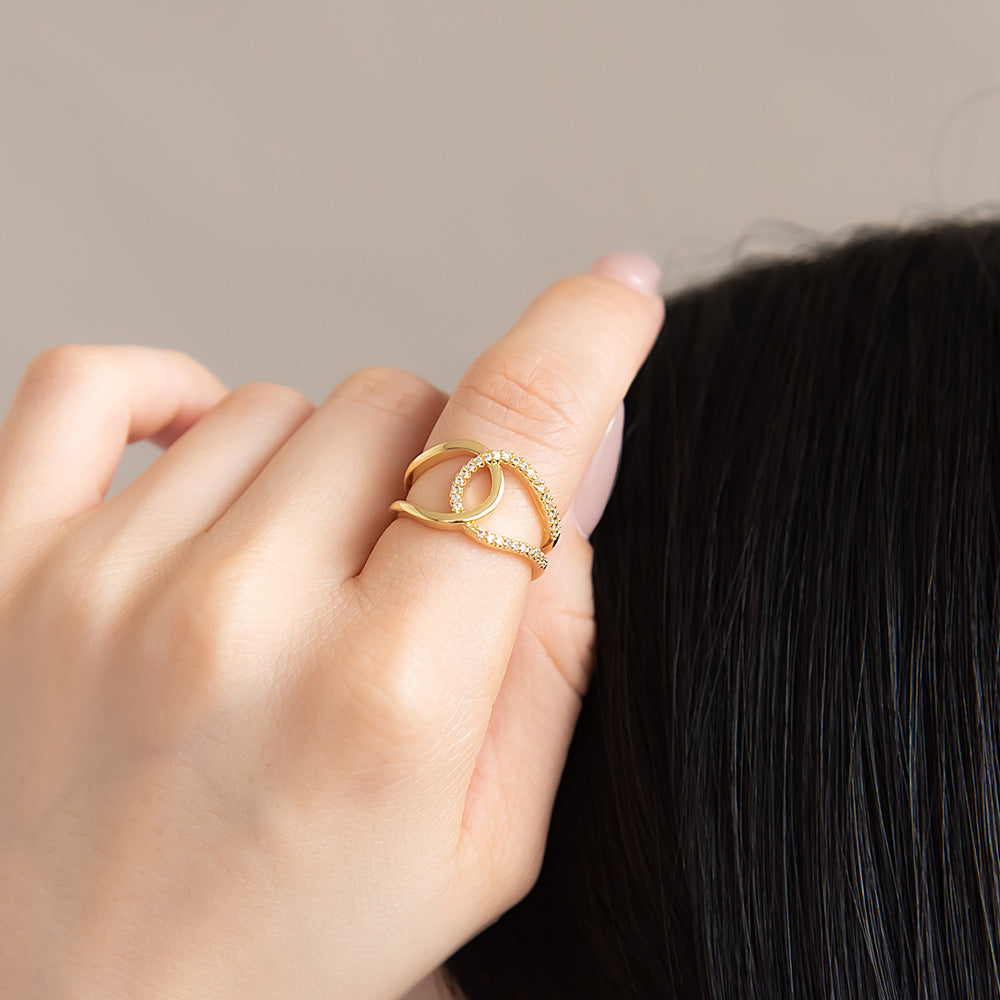 Half Pave Loop Open Ring