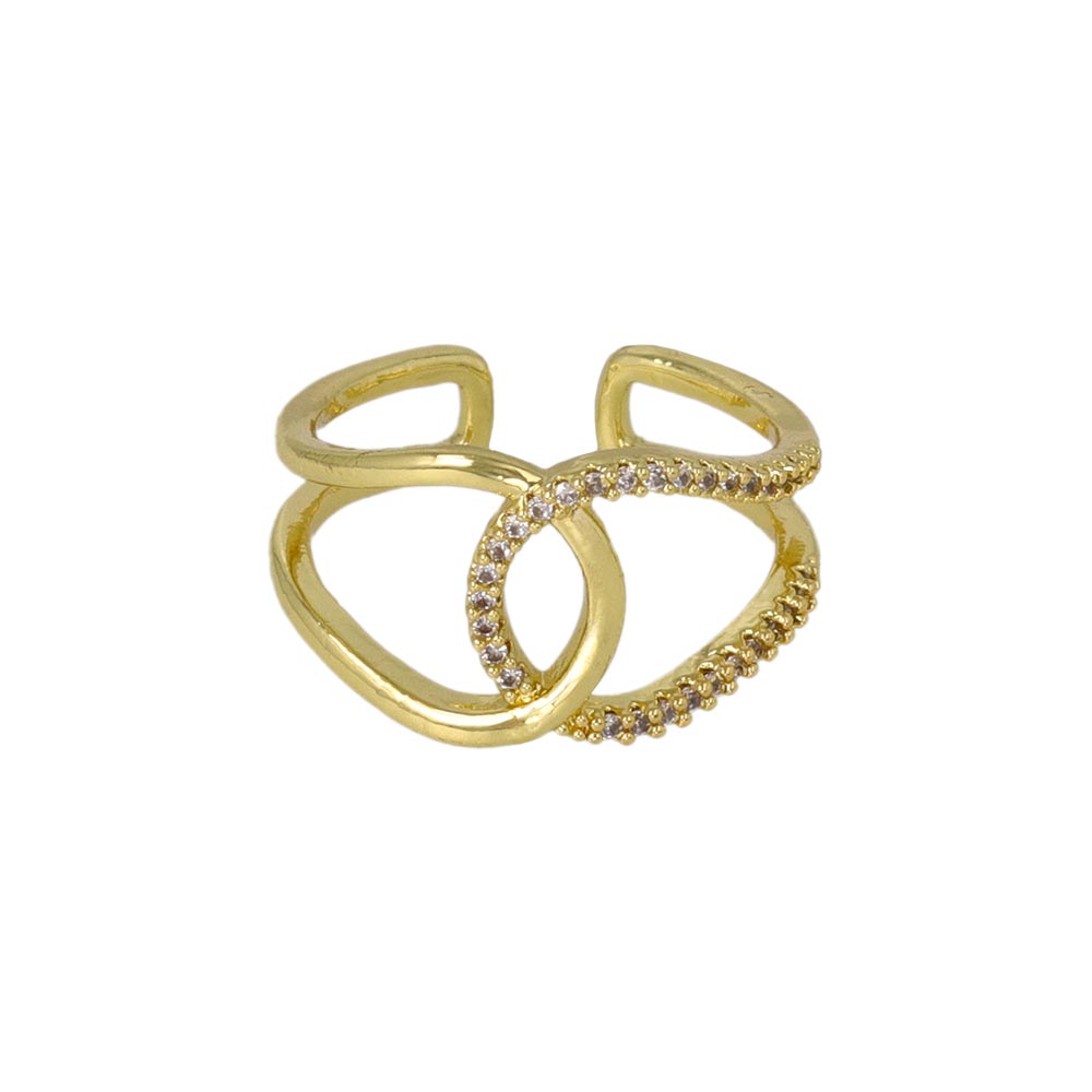 Half Pave Loop Open Ring