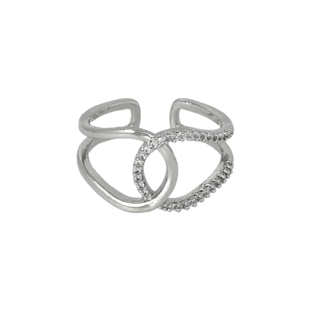 Half Pave Loop Open Ring