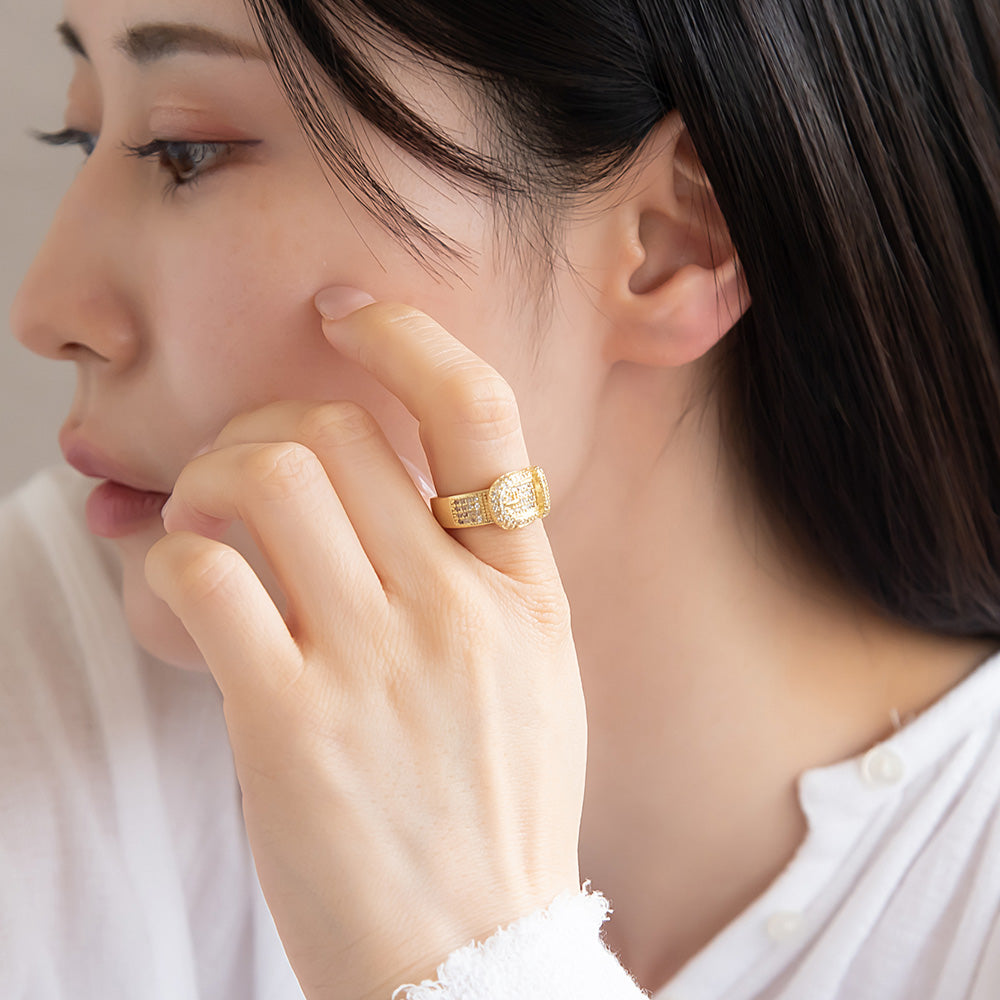 CZ Pave Buckle Open Ring