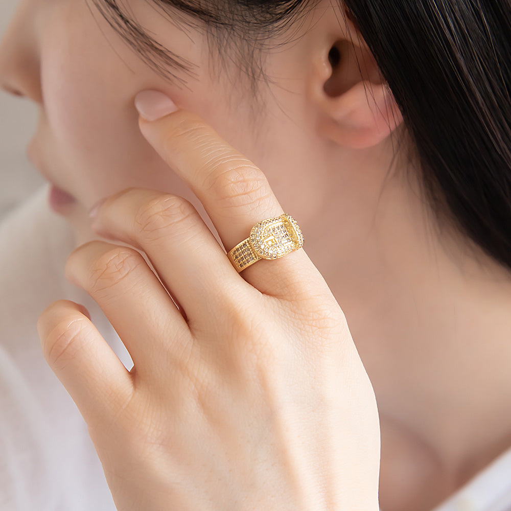 CZ Pave Buckle Open Ring