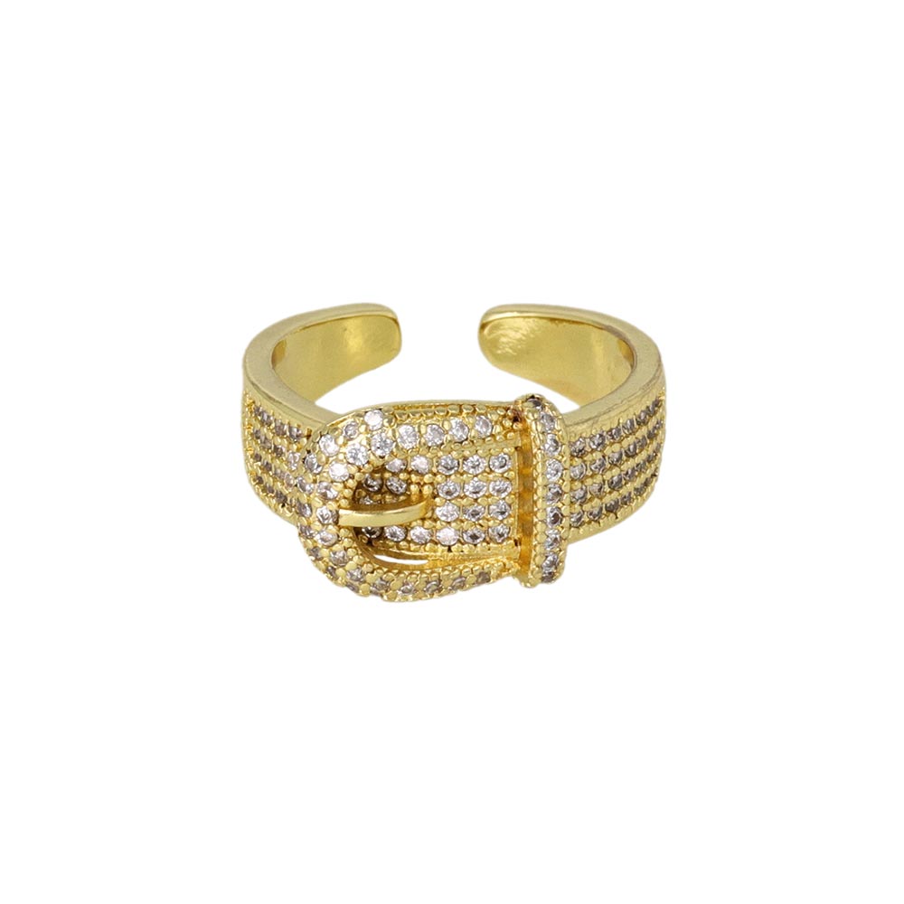 CZ Pave Buckle Open Ring