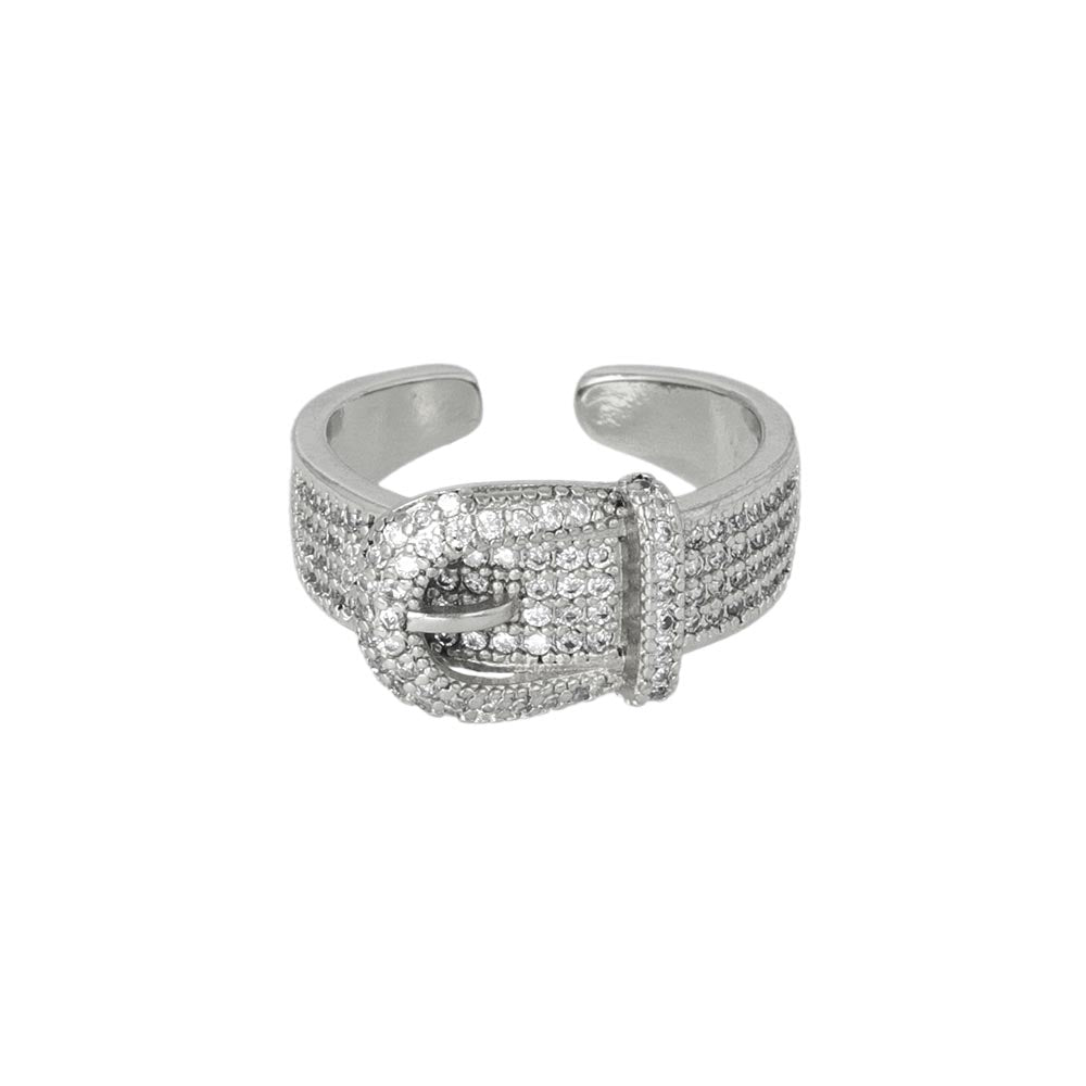 CZ Pave Buckle Open Ring