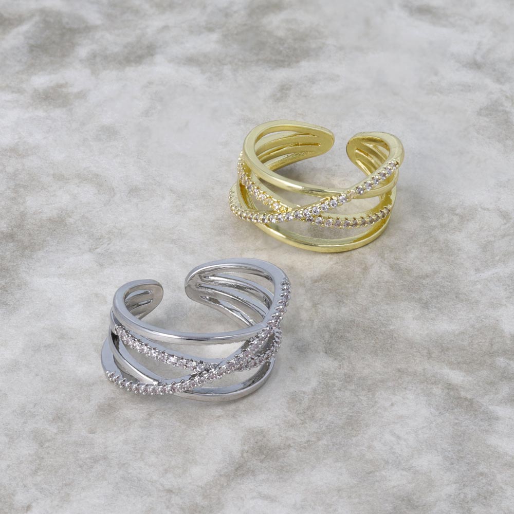 CZ Cut Out Open Ring - osewaya