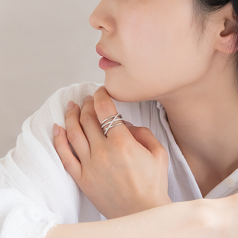 CZ Cut Out Open Ring