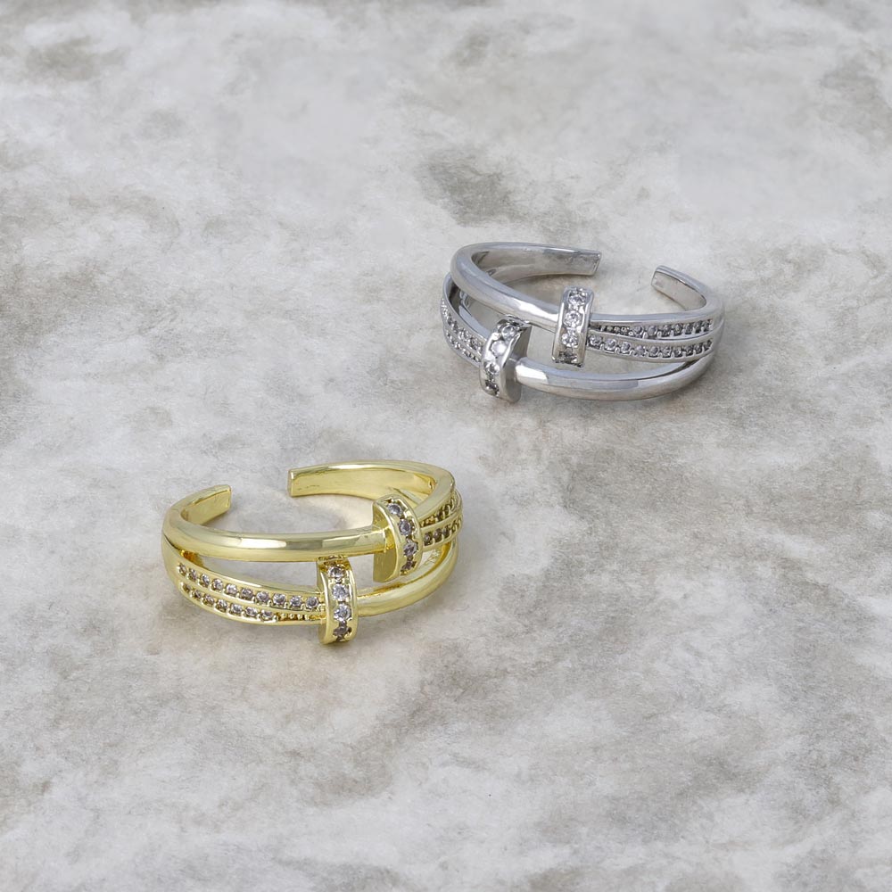 CZ Double Strand Open Ring - osewaya
