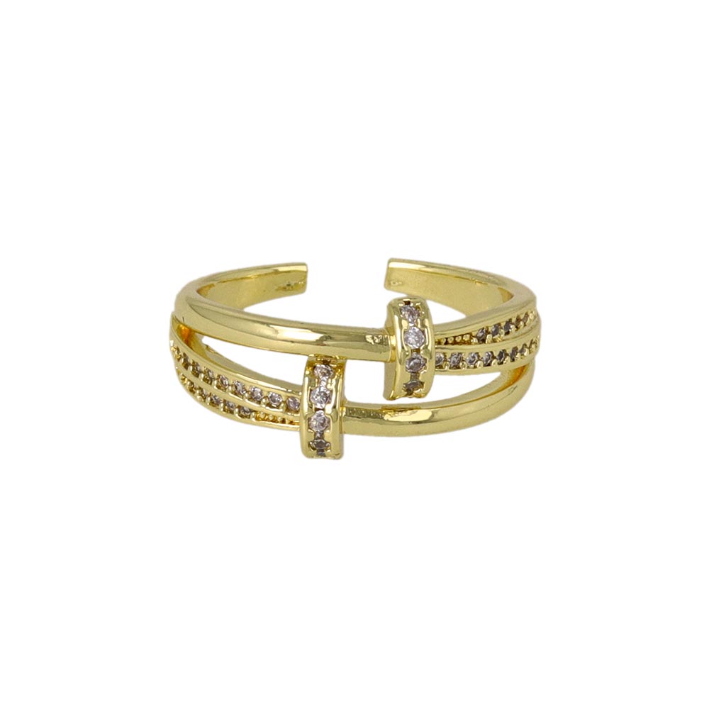 CZ Double Strand Open Ring