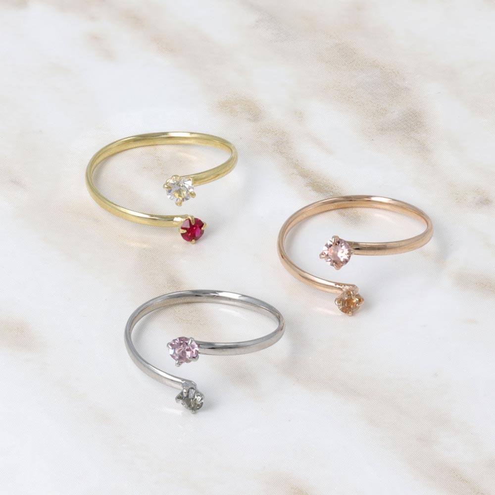 Two Stone Bypass Pinky Ring