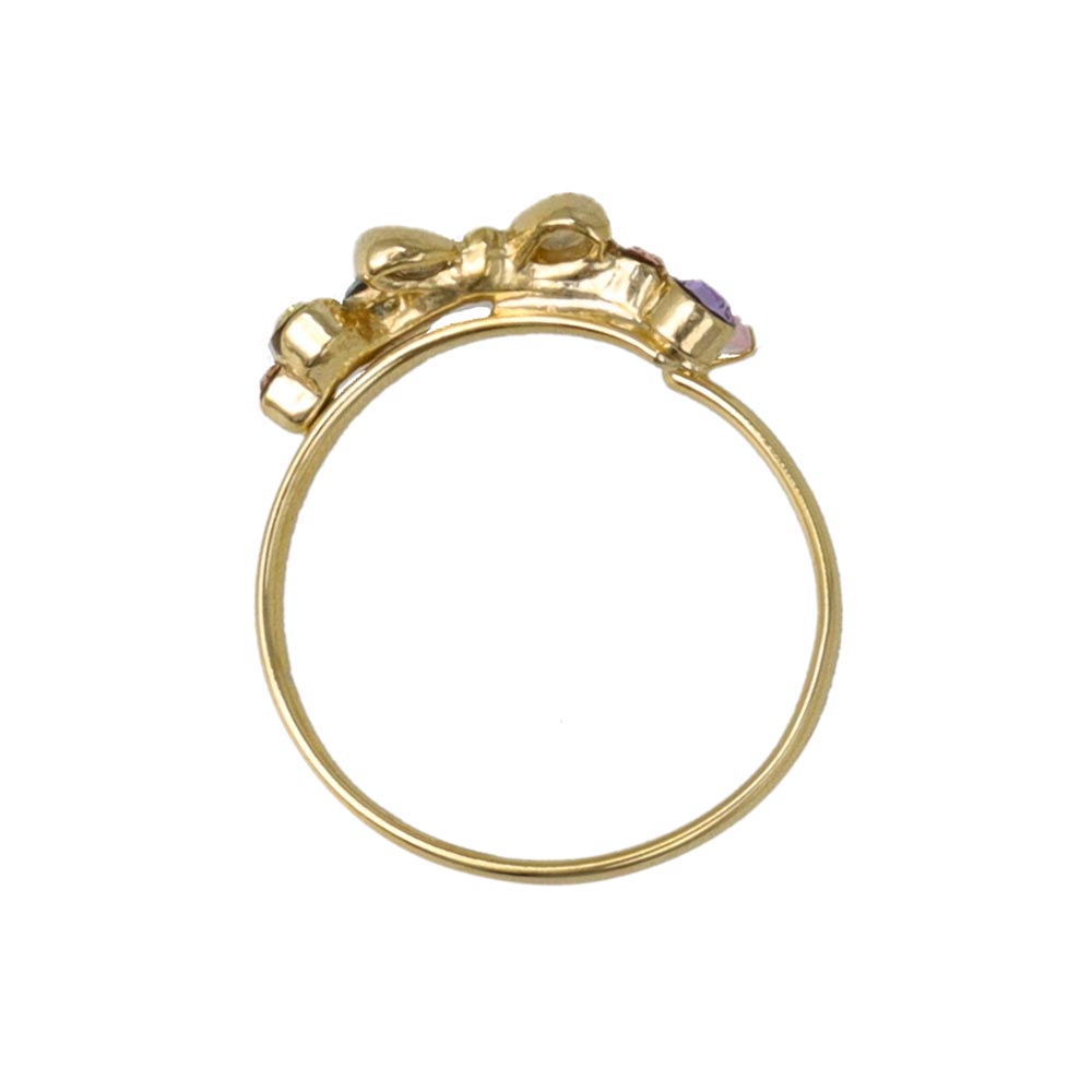 Bow Mixed Stone Bypass Pinky Ring