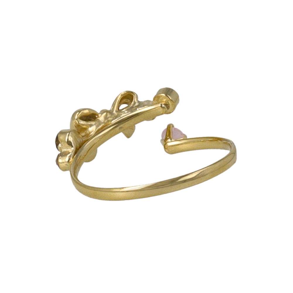 Bow Mixed Stone Bypass Pinky Ring