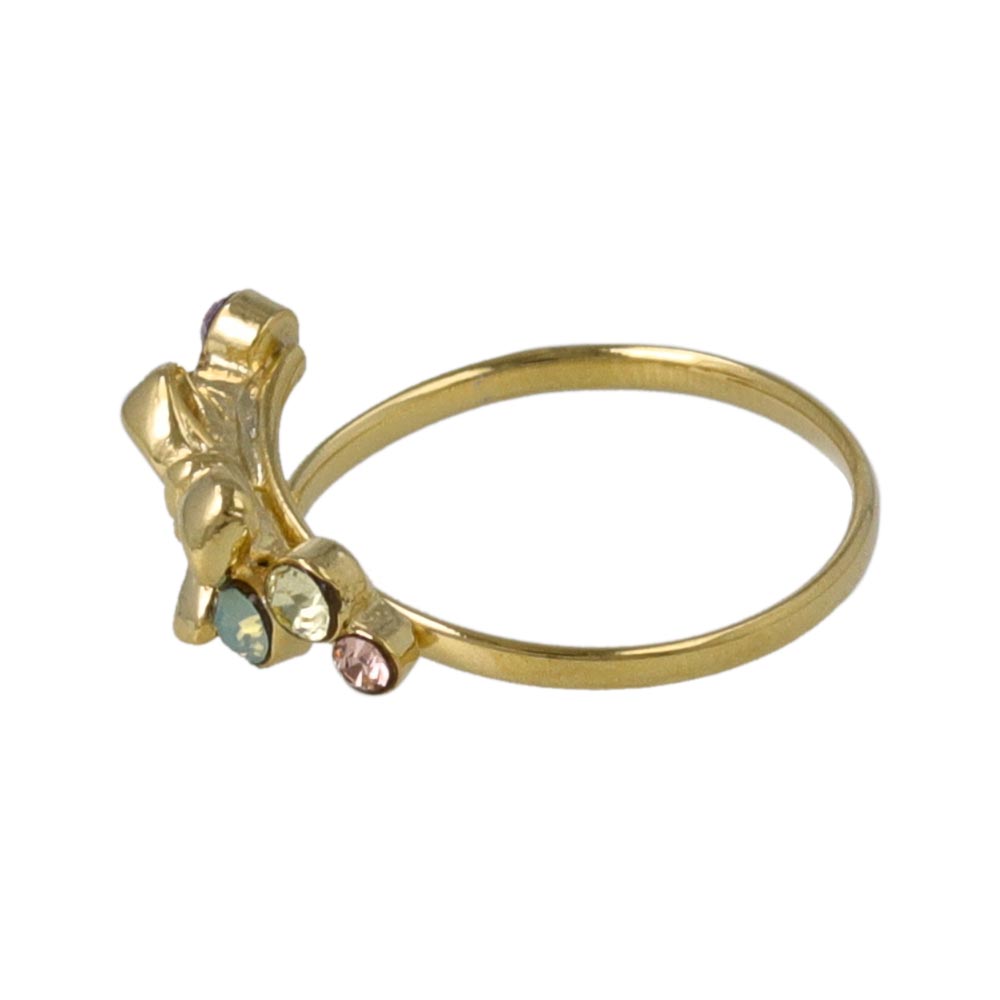 Bow Mixed Stone Bypass Pinky Ring