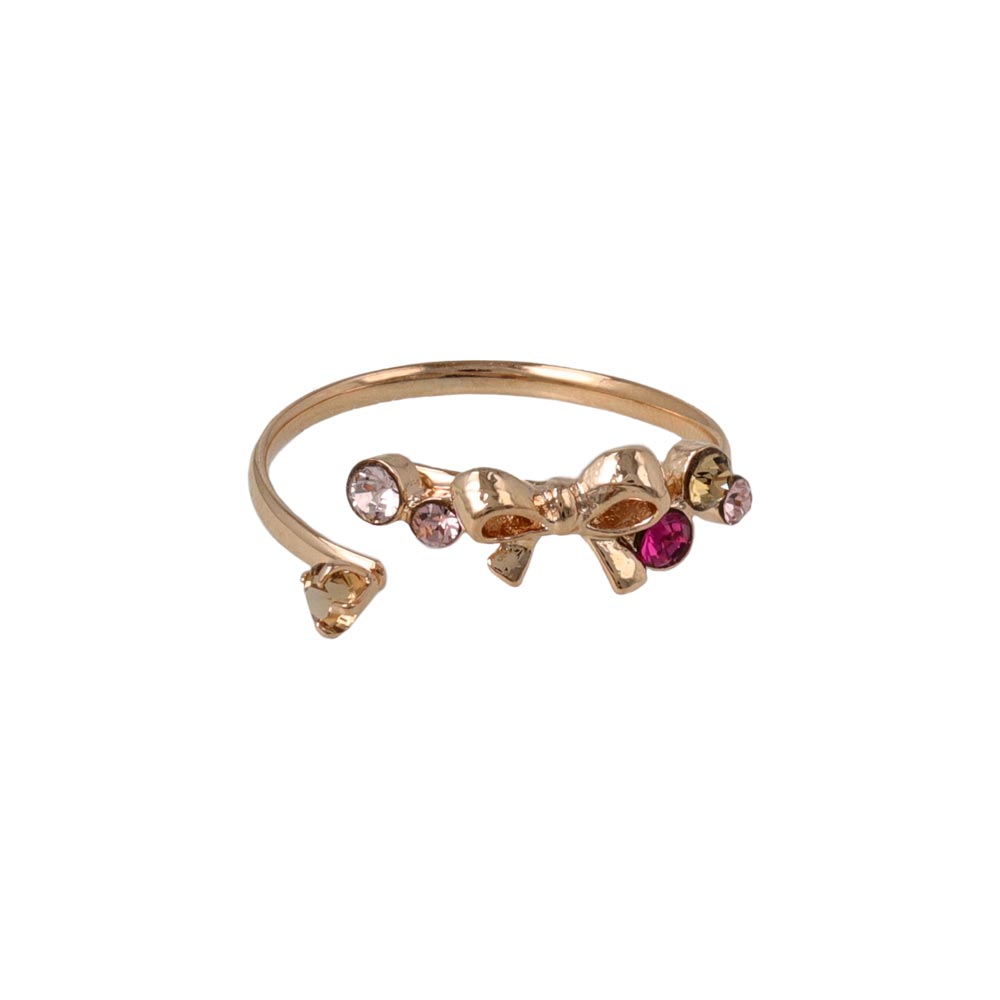 Bow Mixed Stone Bypass Pinky Ring