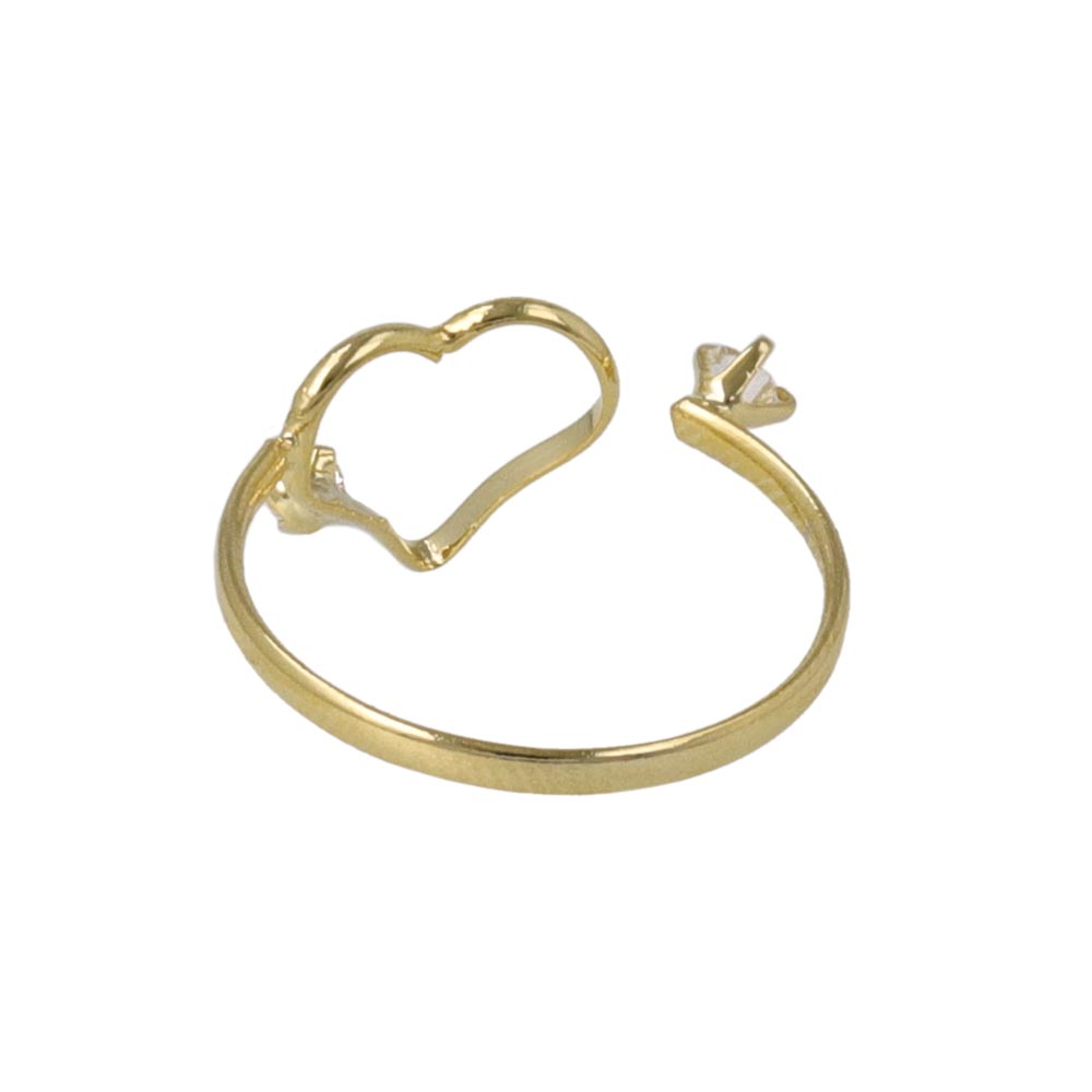 Two Stone Heart Open Pinky Ring
