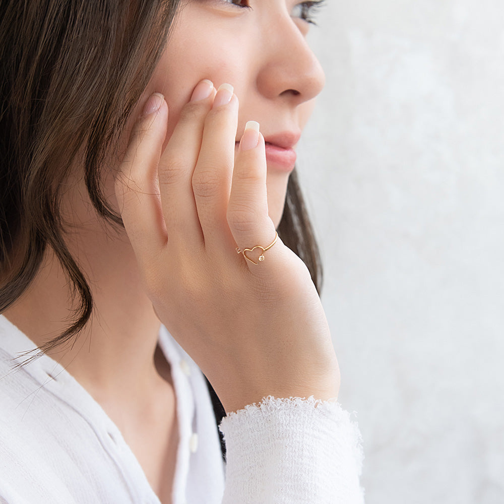 Two Stone Heart Open Pinky Ring